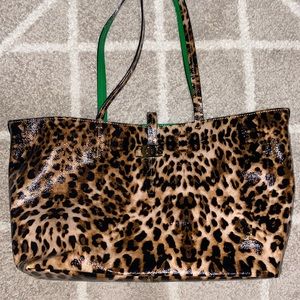 leopard + green antonio melani purse with wallet